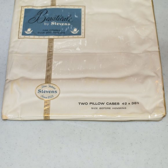 NWD Stevens Beauticale Cotton 200 Thread (2) Cream Pillow Cases 42 x 38.5 - Picture 8 of 9